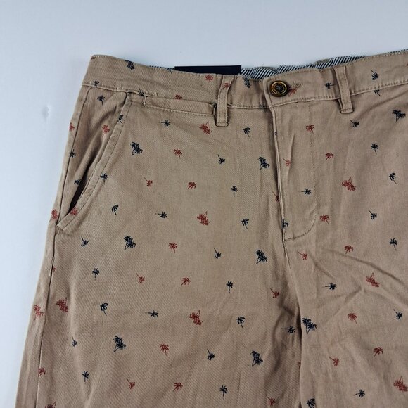 Jachs New York Bleecker Chino Shorts Men's Size 30 Dark Khaki Palm Trees Twill - Picture 2 of 8